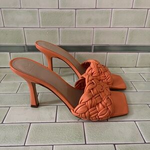 Marc Fisher Braided Orange Heeled Sandals Size 8.5